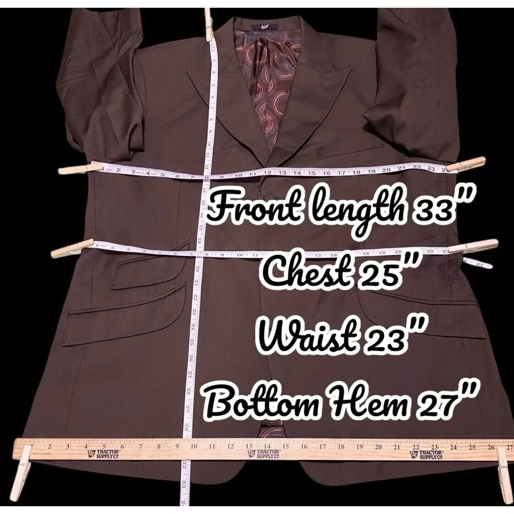 Bespoke Custom 4 Seasons Mens Suit Jacket 3 Button 2XL Short Brown